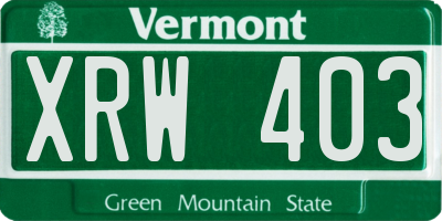 VT license plate XRW403