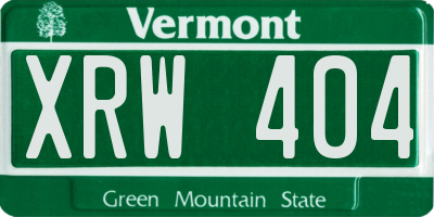 VT license plate XRW404