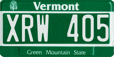 VT license plate XRW405