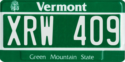 VT license plate XRW409