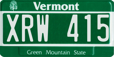 VT license plate XRW415