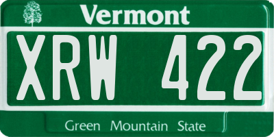 VT license plate XRW422