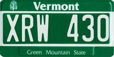 VT license plate XRW430