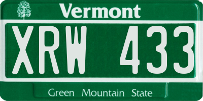 VT license plate XRW433