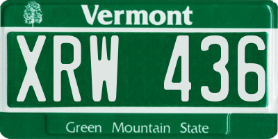 VT license plate XRW436