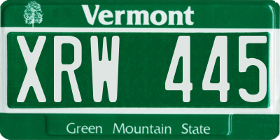 VT license plate XRW445