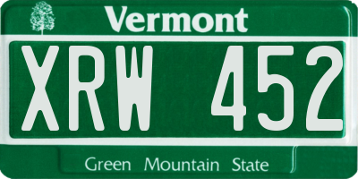 VT license plate XRW452