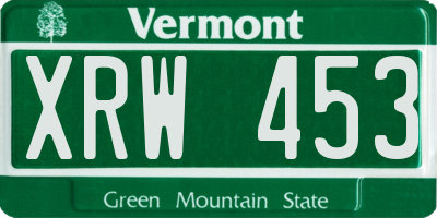 VT license plate XRW453