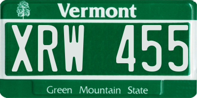 VT license plate XRW455