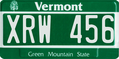 VT license plate XRW456