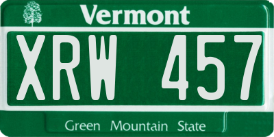 VT license plate XRW457