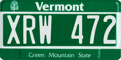 VT license plate XRW472