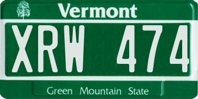 VT license plate XRW474