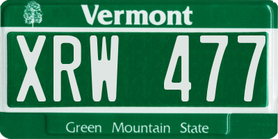 VT license plate XRW477