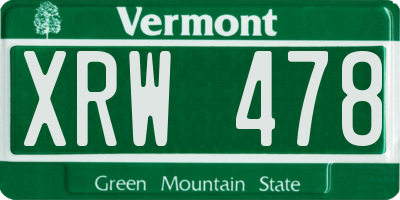 VT license plate XRW478
