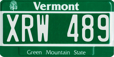 VT license plate XRW489