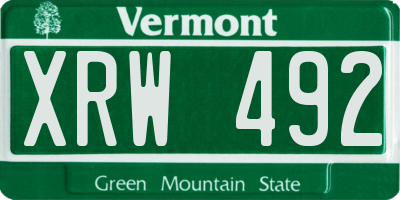 VT license plate XRW492