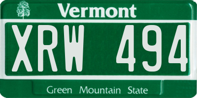 VT license plate XRW494