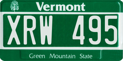 VT license plate XRW495