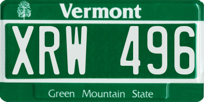 VT license plate XRW496