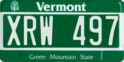 VT license plate XRW497