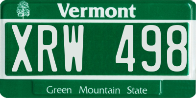VT license plate XRW498