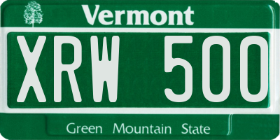 VT license plate XRW500