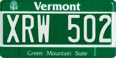 VT license plate XRW502
