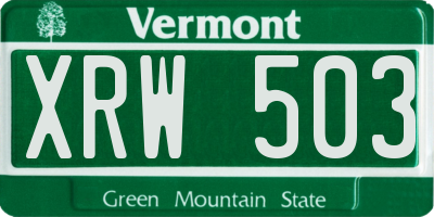 VT license plate XRW503