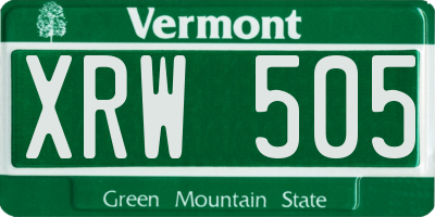 VT license plate XRW505