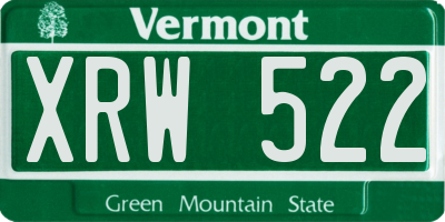 VT license plate XRW522