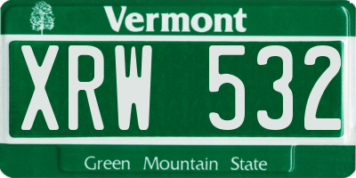VT license plate XRW532
