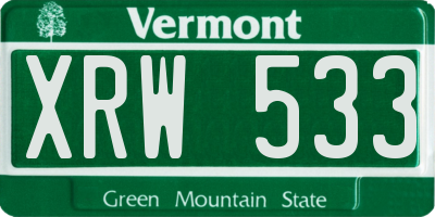 VT license plate XRW533
