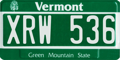 VT license plate XRW536