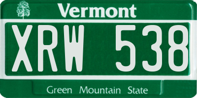 VT license plate XRW538