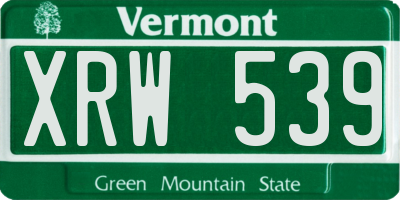VT license plate XRW539