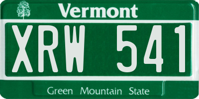 VT license plate XRW541