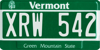 VT license plate XRW542