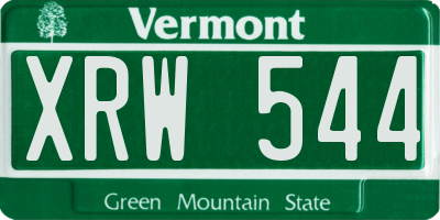 VT license plate XRW544