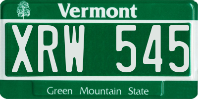 VT license plate XRW545