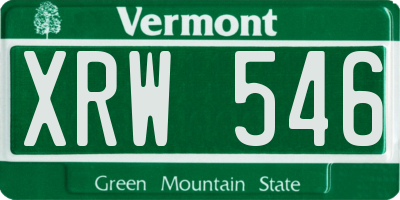 VT license plate XRW546