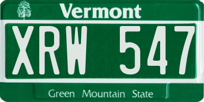 VT license plate XRW547