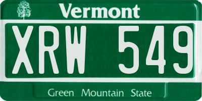 VT license plate XRW549