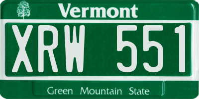 VT license plate XRW551