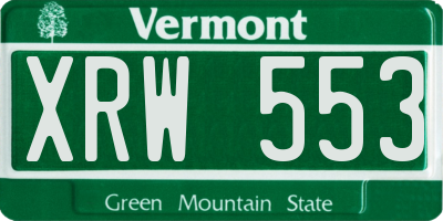 VT license plate XRW553