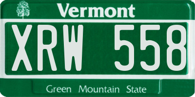 VT license plate XRW558
