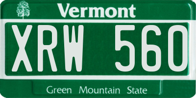 VT license plate XRW560
