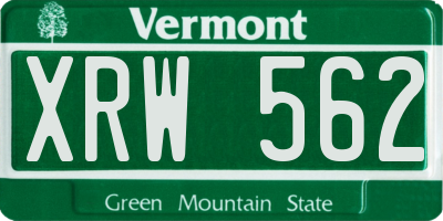 VT license plate XRW562