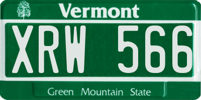 VT license plate XRW566