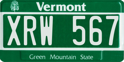 VT license plate XRW567